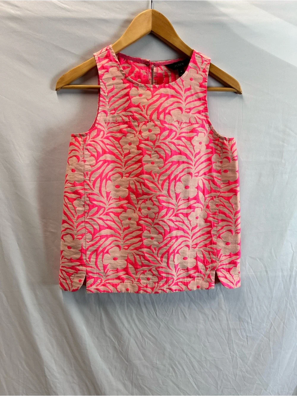J. Crew Neon Pink and Cream Floral Tank Top- Size 0